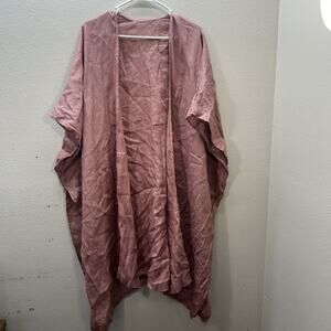 Cynthia‎ Rowley Cardigan OS Mauve Pink 100% Linen Open Front Kimono Cover Up